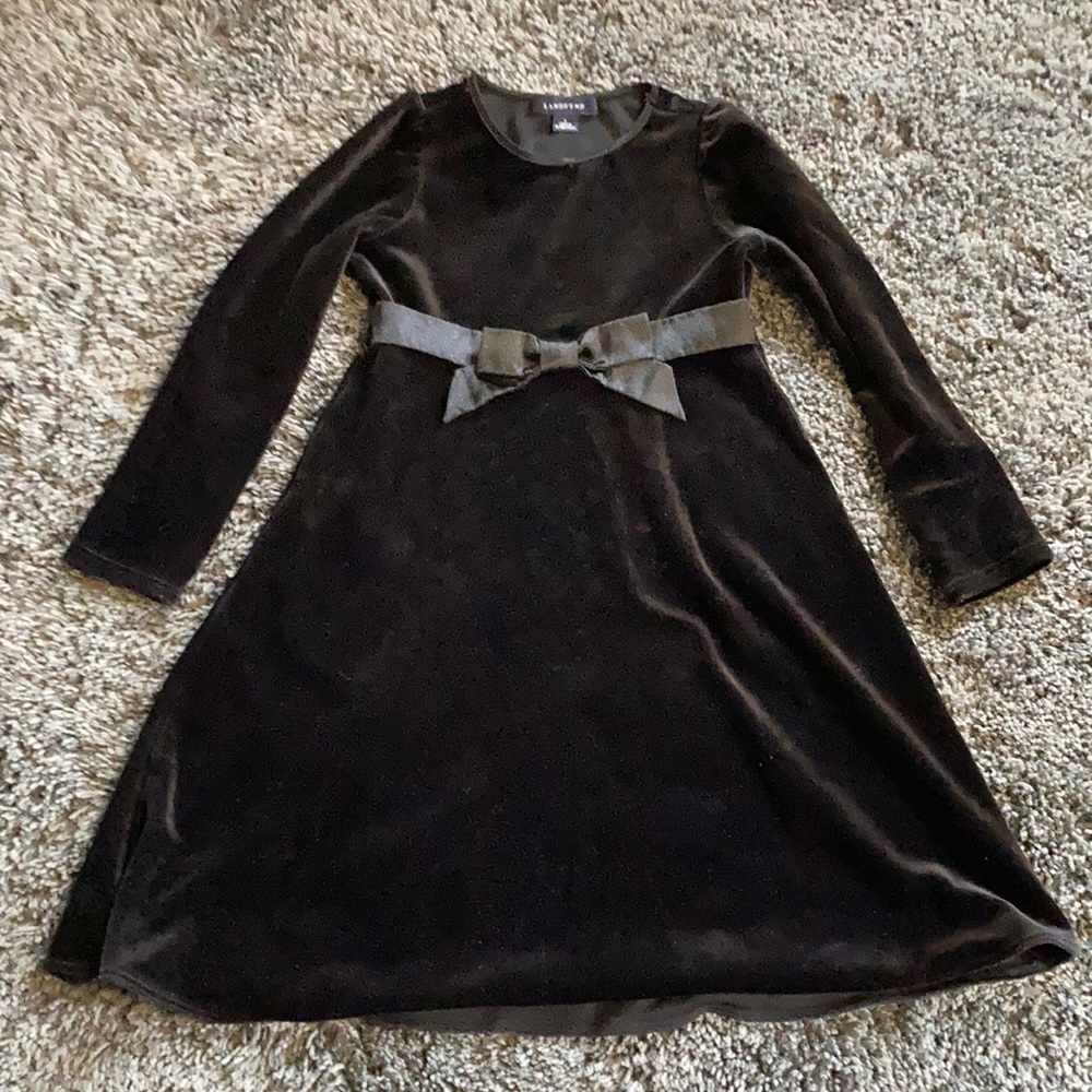 Land’s End Black Velvet Style Dress 6